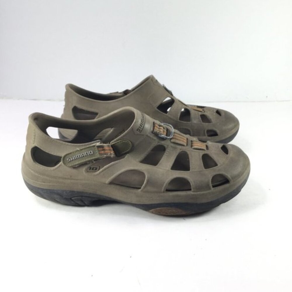 Shimano Fishing Evair Shoes Men Size 10 Brown Khaki Marine Slip Resistance